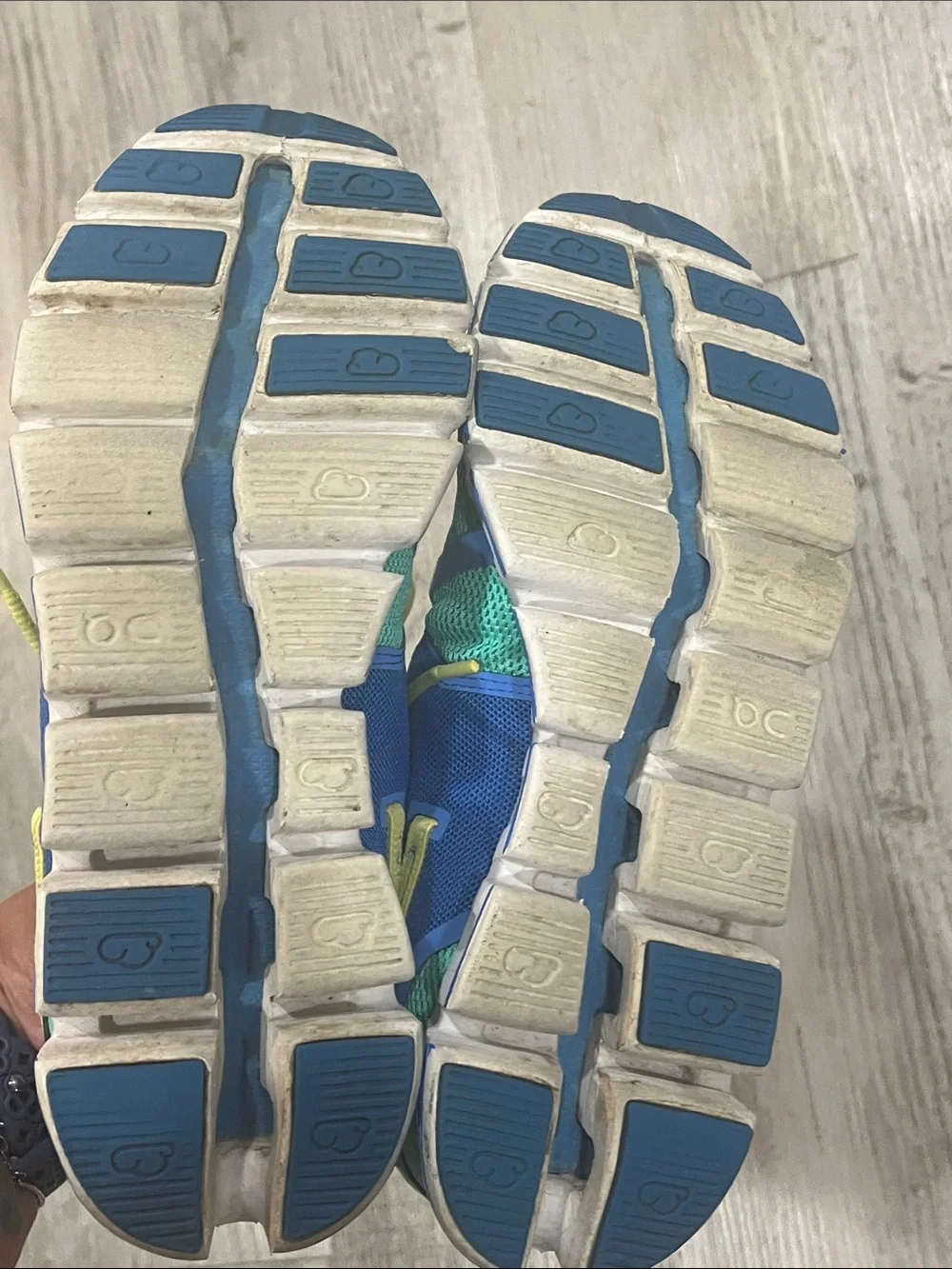 On Running Kids Sneakers in Teal, Blue & Yellow